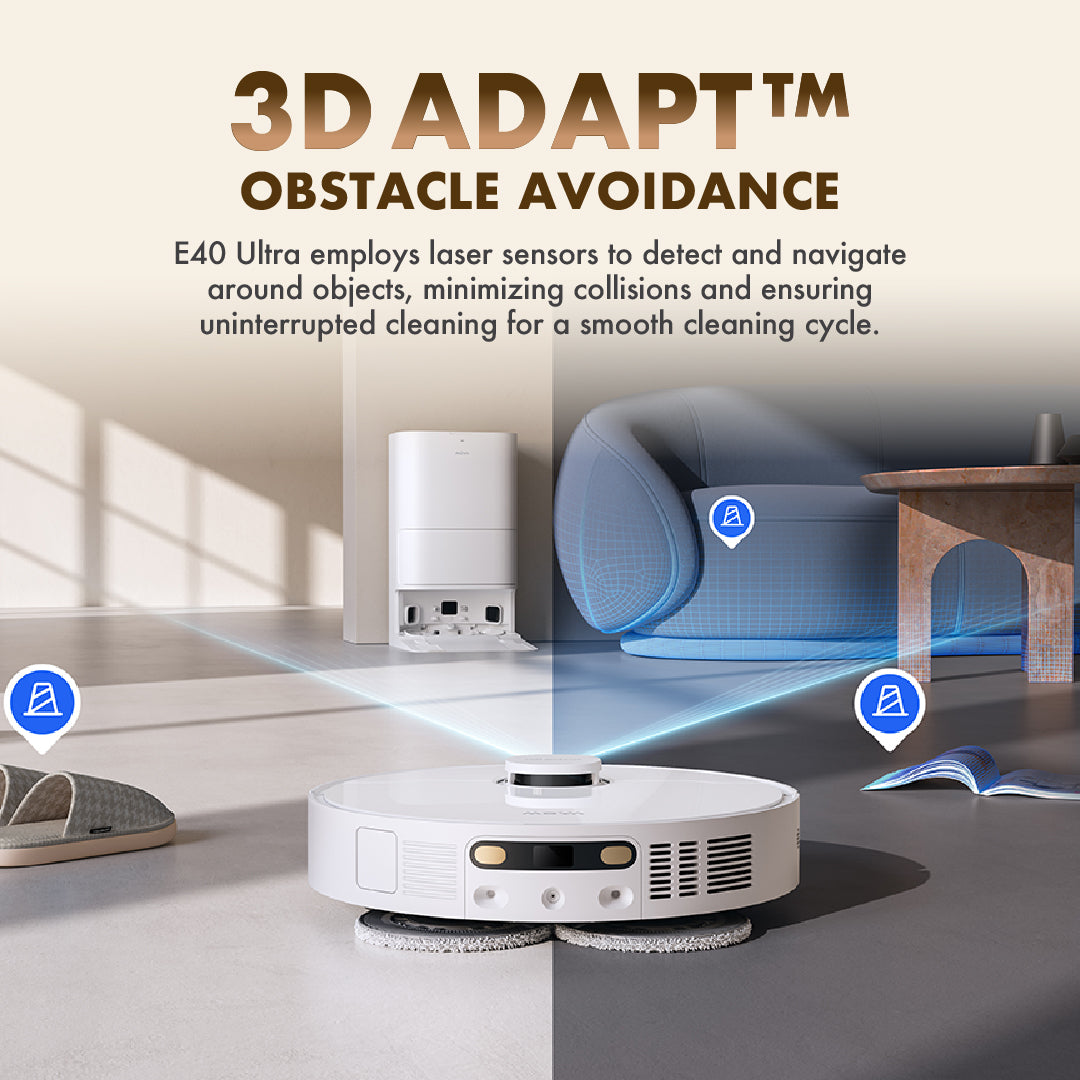 MOVA E40 Ultra Robot Vacuum | 19,000Pa | Hot-Air Self Cleaning | Extendable Mop | Anti-Tangle Side Brush | Smart Carpet Mode