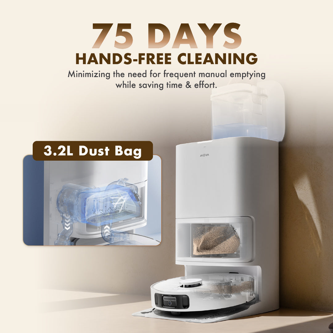 MOVA E40 Ultra Robot Vacuum | 19,000Pa | Hot-Air Self Cleaning | Extendable Mop | Anti-Tangle Side Brush | Smart Carpet Mode