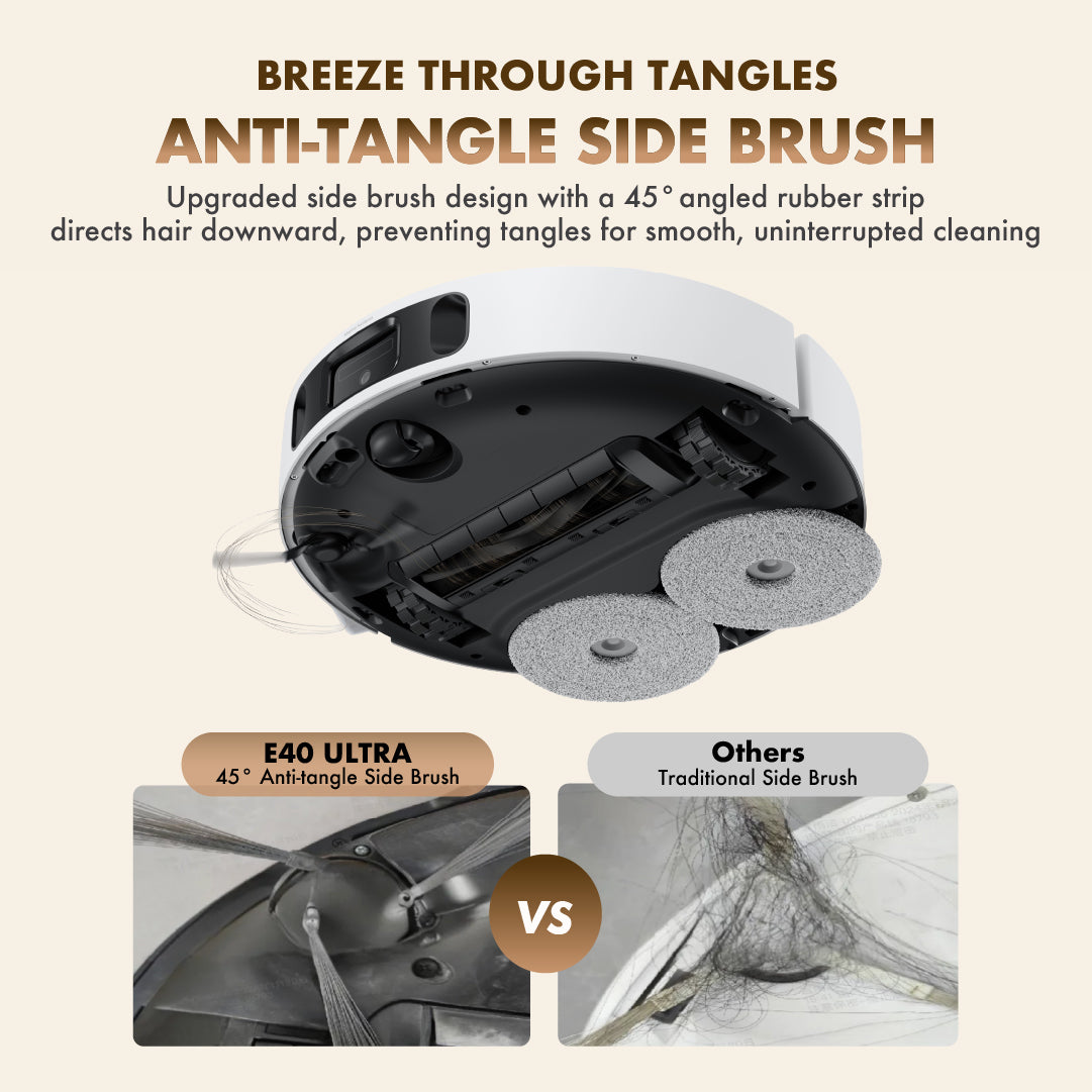 MOVA E40 Ultra Robot Vacuum | 19,000Pa | Hot-Air Self Cleaning | Extendable Mop | Anti-Tangle Side Brush | Smart Carpet Mode