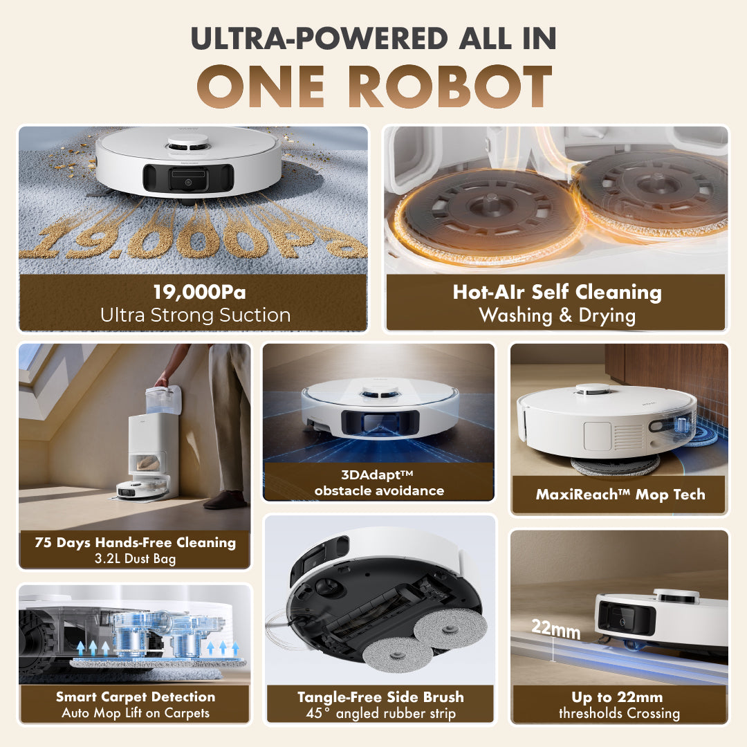MOVA E40 Ultra Robot Vacuum | 19,000Pa | Hot-Air Self Cleaning | Extendable Mop | Anti-Tangle Side Brush | Smart Carpet Mode
