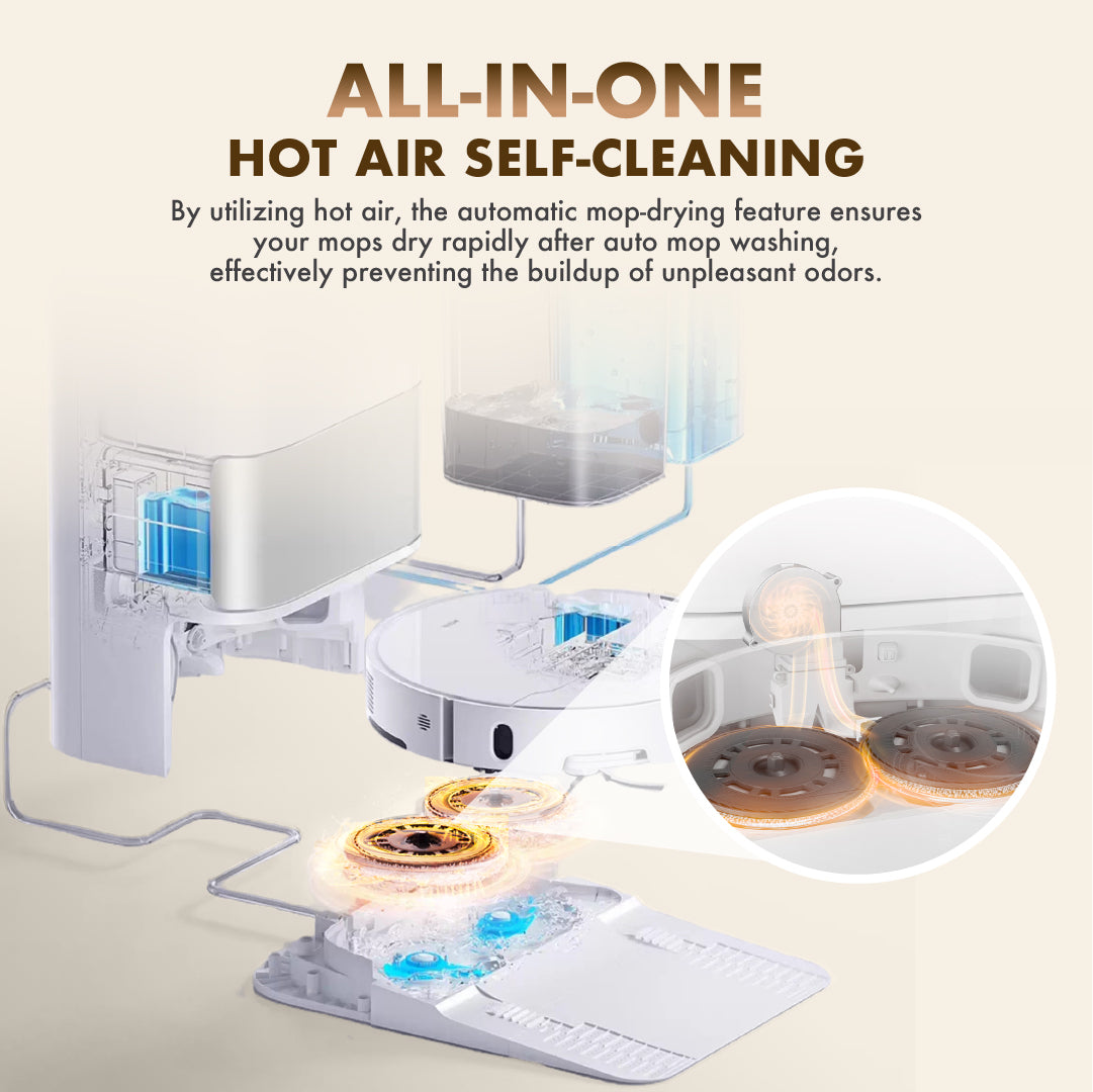 MOVA E40 Ultra Robot Vacuum | 19,000Pa | Hot-Air Self Cleaning | Extendable Mop | Anti-Tangle Side Brush | Smart Carpet Mode