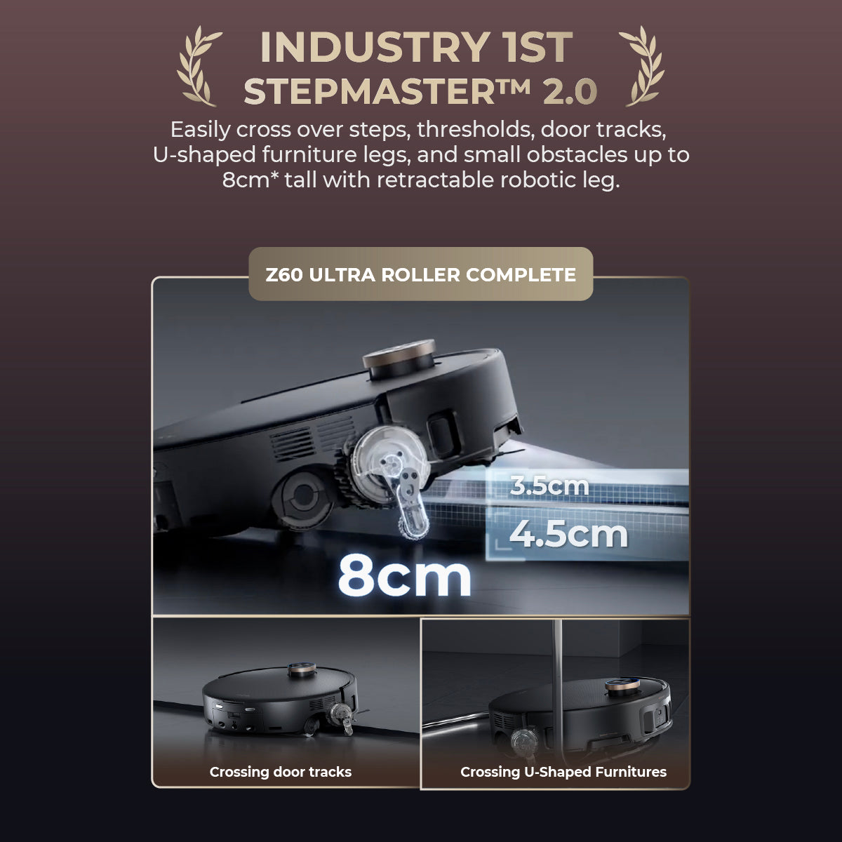 MOVA Z60 Ultra Roller Complete | 8cm Climbing | 28,000Pa | Anti-Tangle DuoBrush | 80°C Hot Water Cleaning | Roller Shield Cover