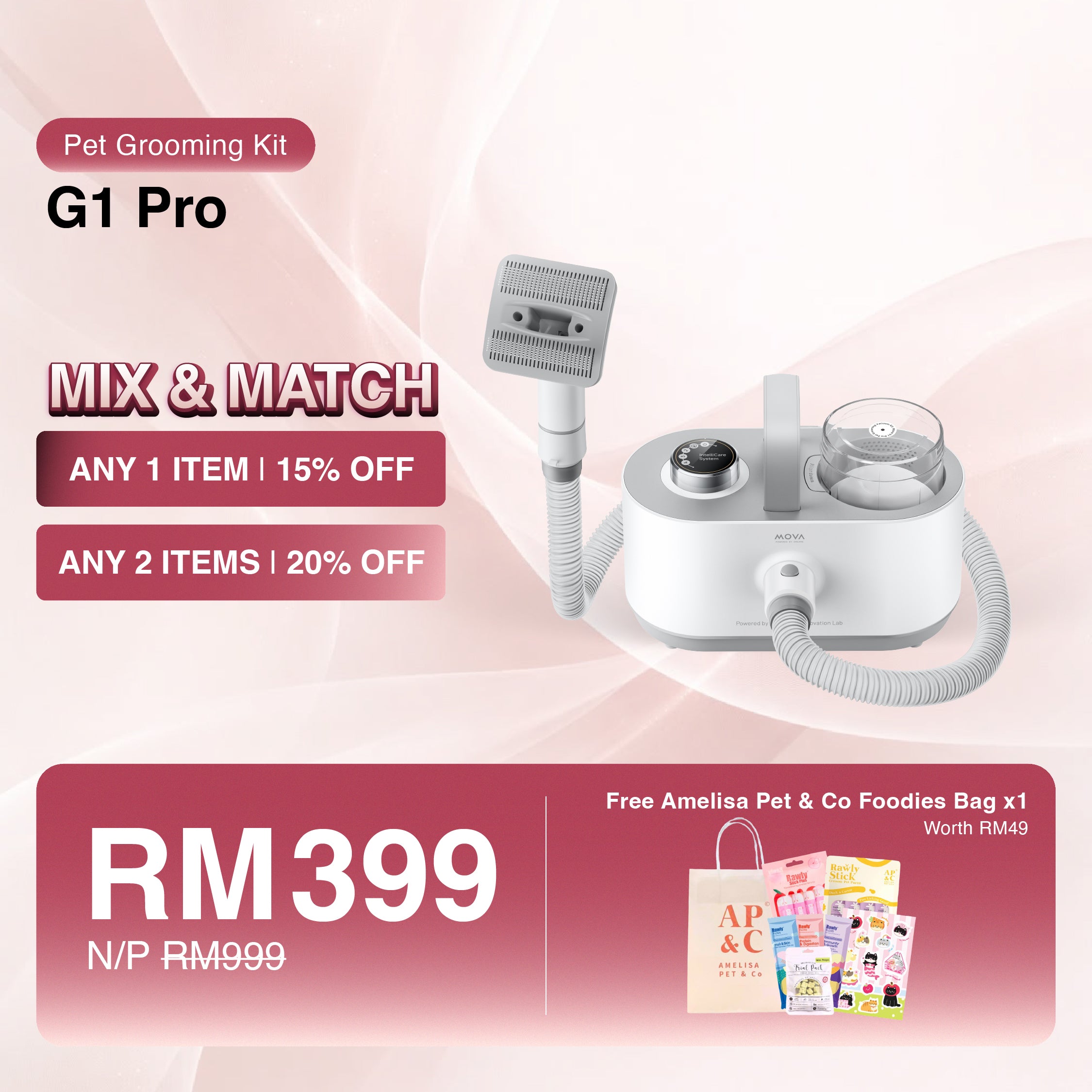 [MIX & MATCH] MOVA G1 Pro Pet Grooming Vacuum Kit