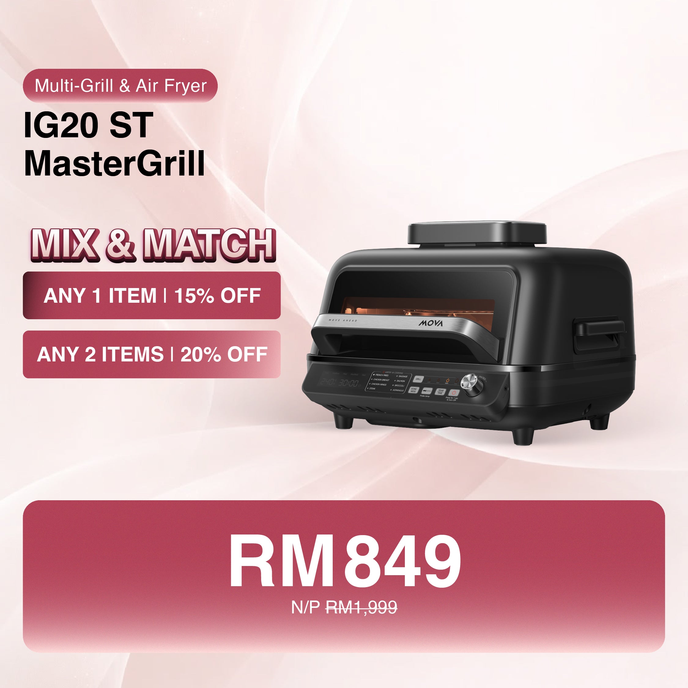 [MIX & MATCH] MOVA IG20 ST MasterGrill AI Multi-Grill & Air Fryer