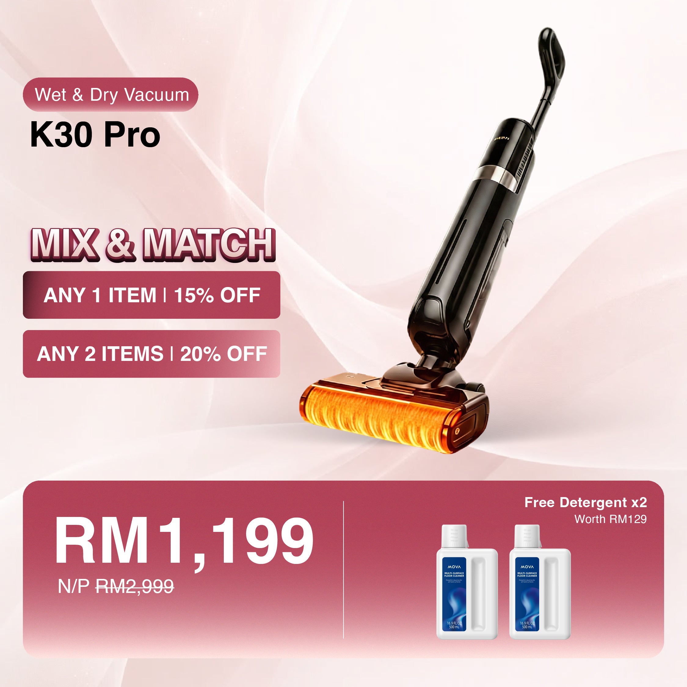 [MIX & MATCH] MOVA K30 Pro Wet Dry Floor Washer & Vacuum Cleaner