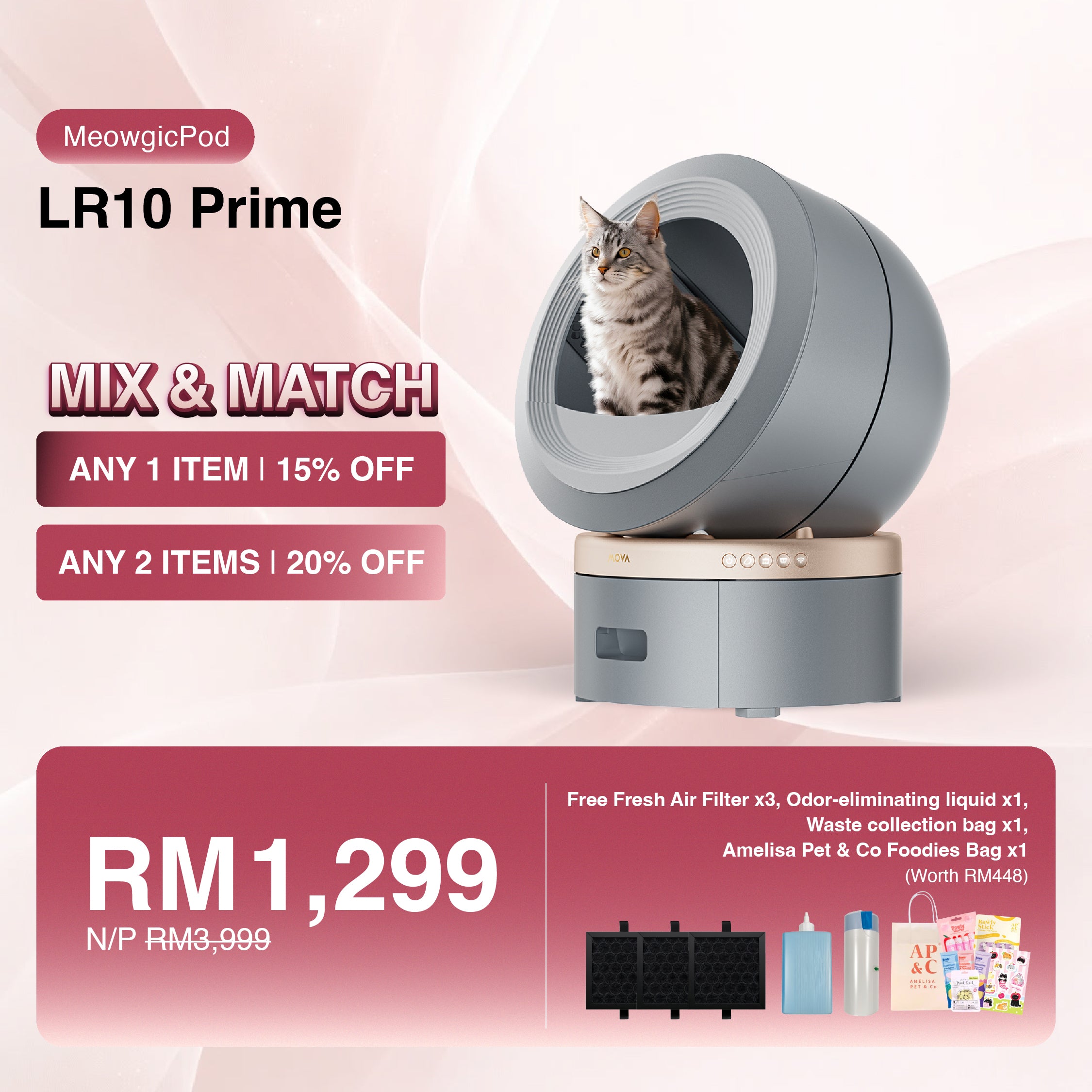 [MIX & MATCH] MOVA MeowgicPod LR10 Prime Smart Pet Litter Box