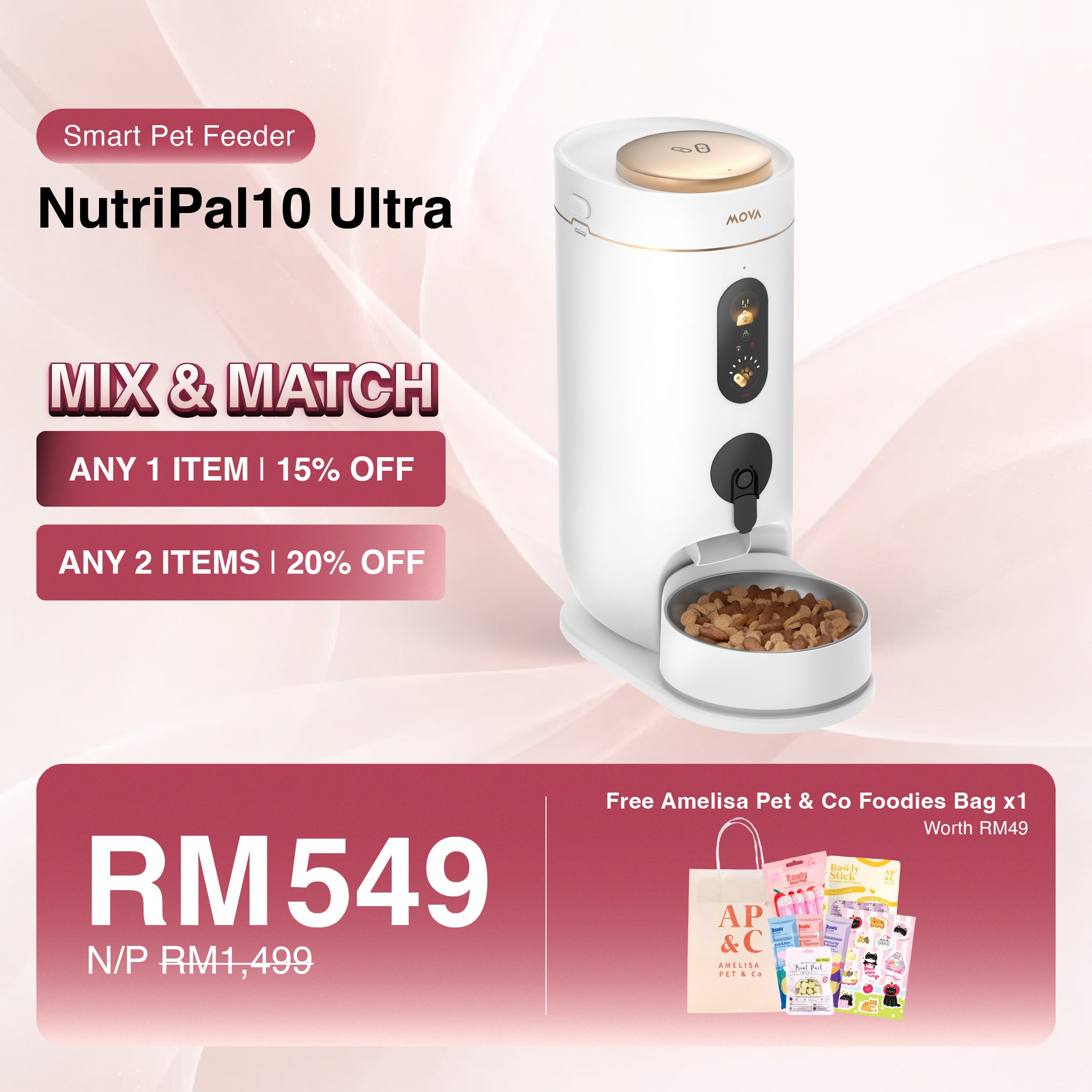 [MIX & MATCH] MOVA NutriPal 10 Ultra Smart Pet Feeder