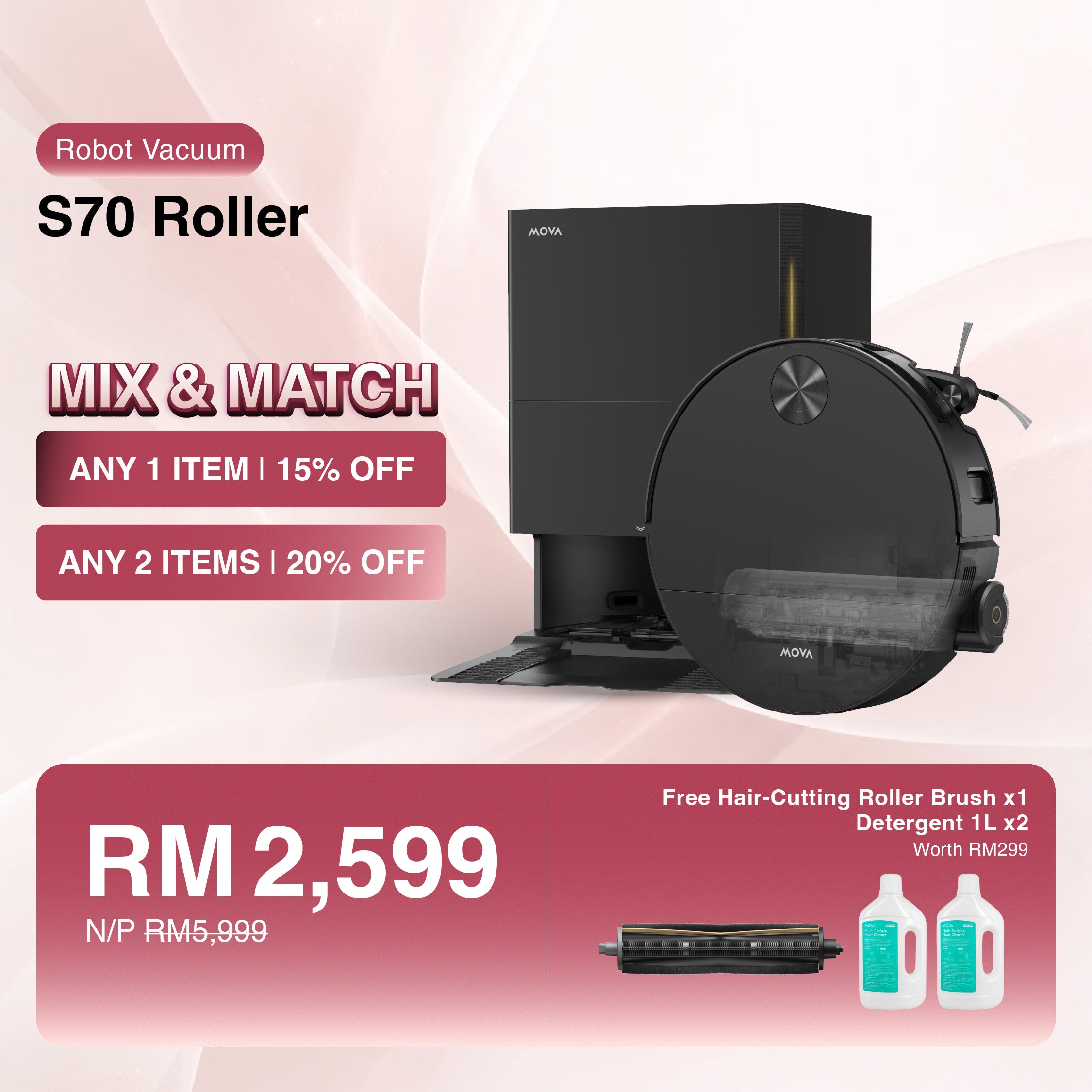 [MIX & MATCH] MOVA S70 Roller Smart Robot Vacuum