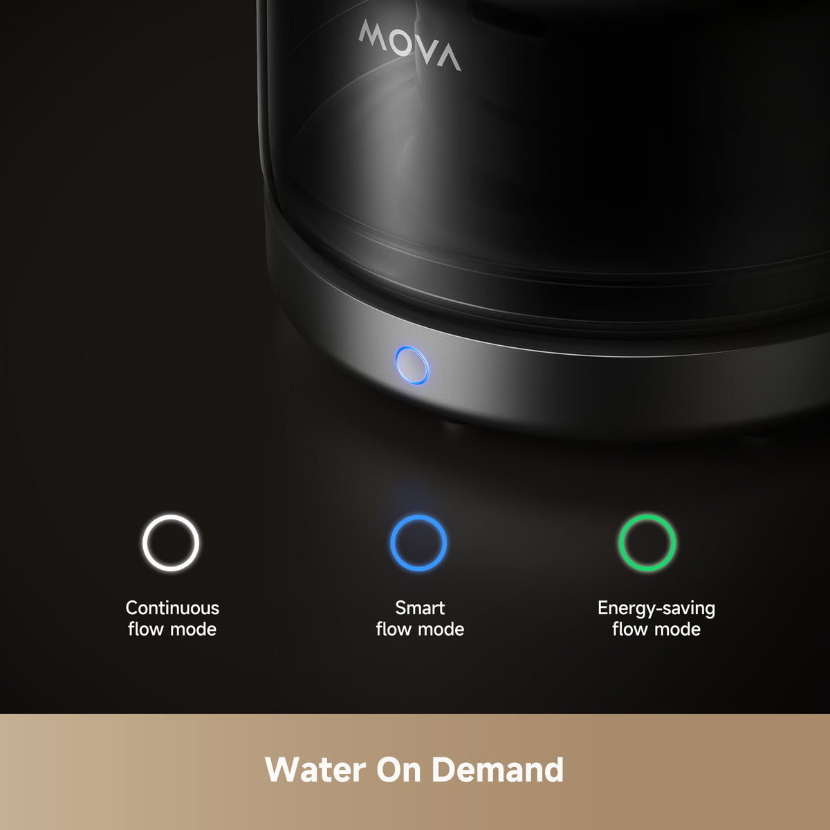 Pet water fountain control ring with blue and green flow-mode lights