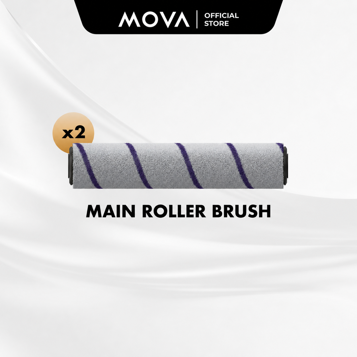 Cordless vacuum main roller brush with gray foam and purple bristles