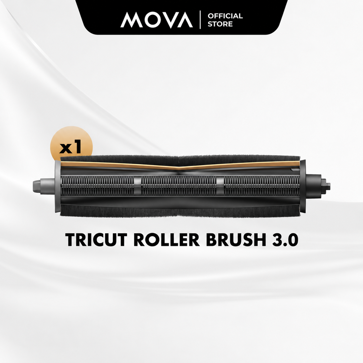 TriCut roller brush 3.0 accessory with black bristles and gold trim, x1