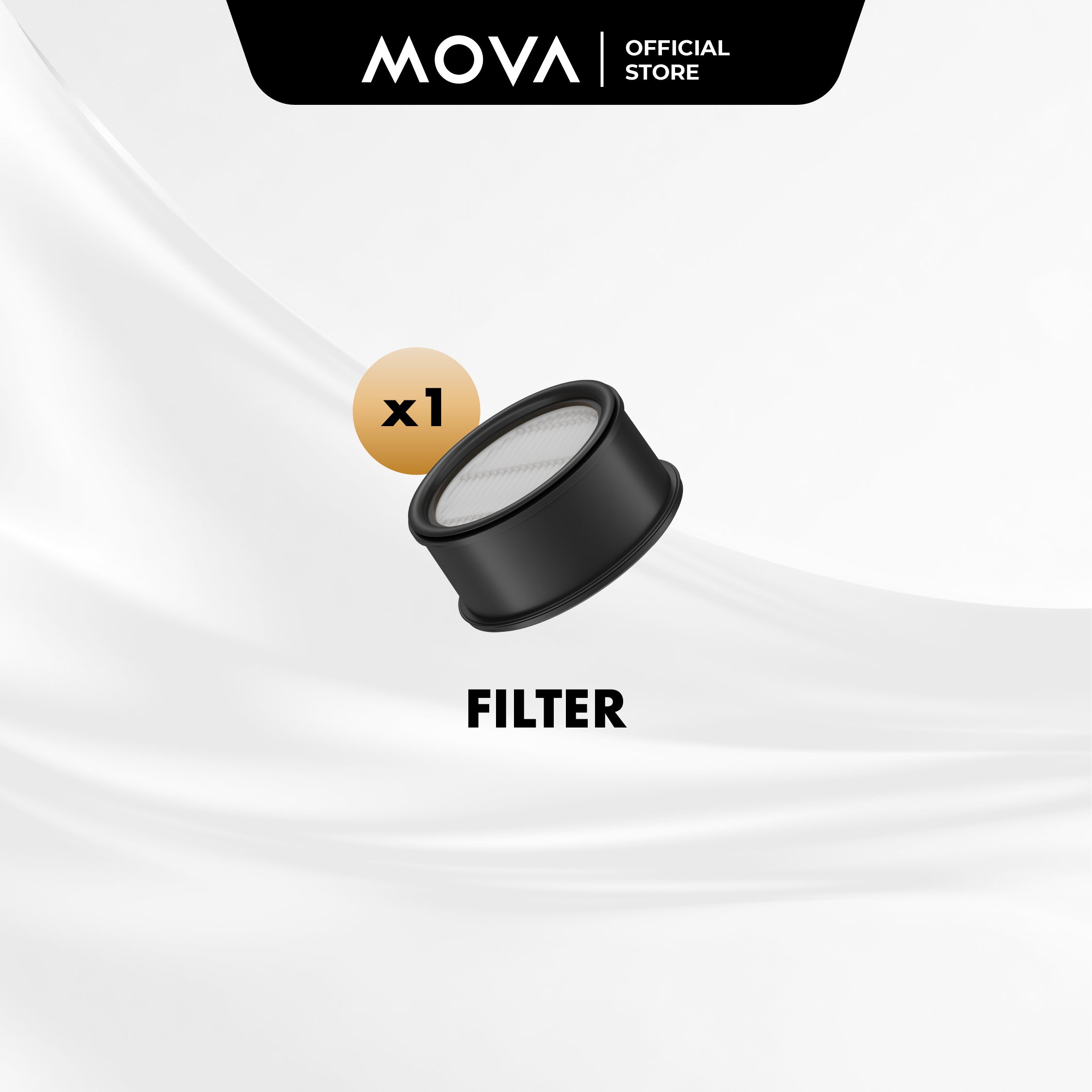 Vacuum filter with black circular housing