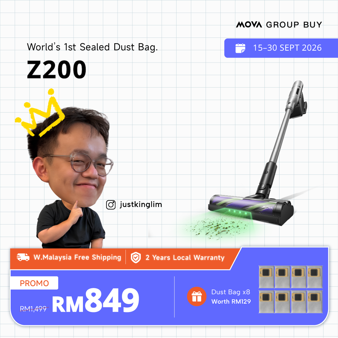 Gray and purple stick vacuum cleaner with floor nozzle