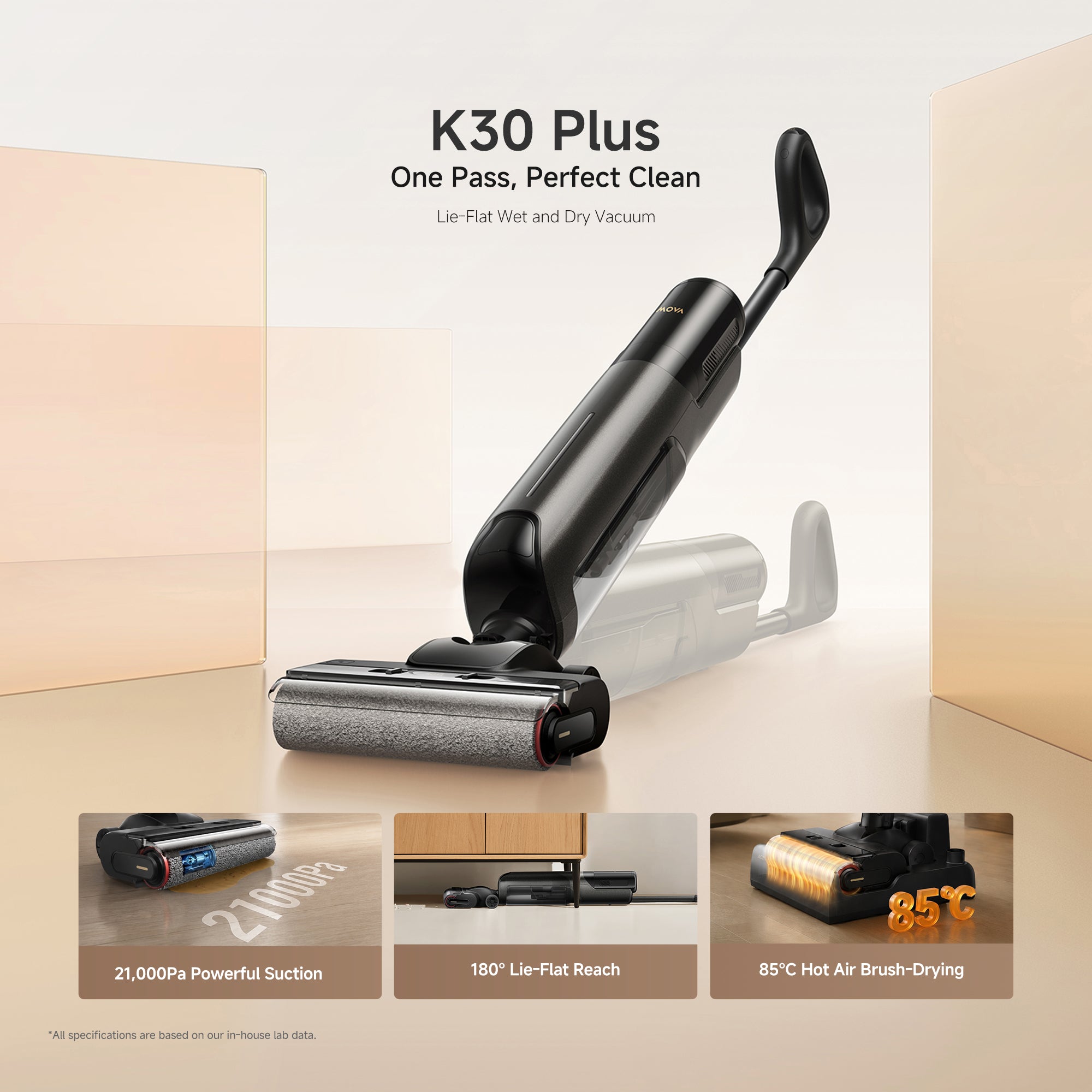 MOVA wet and dry floor washer and vacuum cleaner with upright handle and roller head