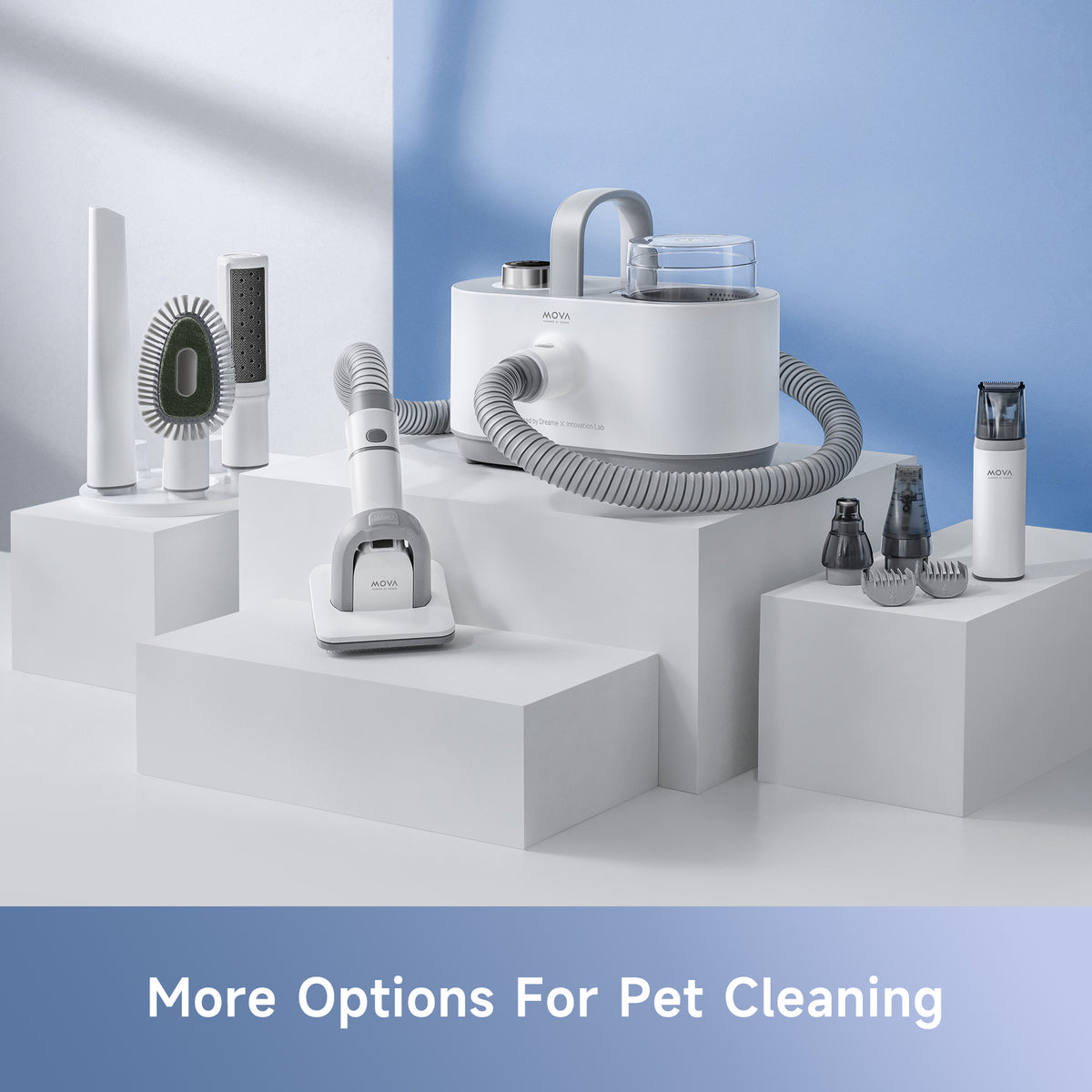 Pet grooming vacuum kit with multiple clipper and brush accessories