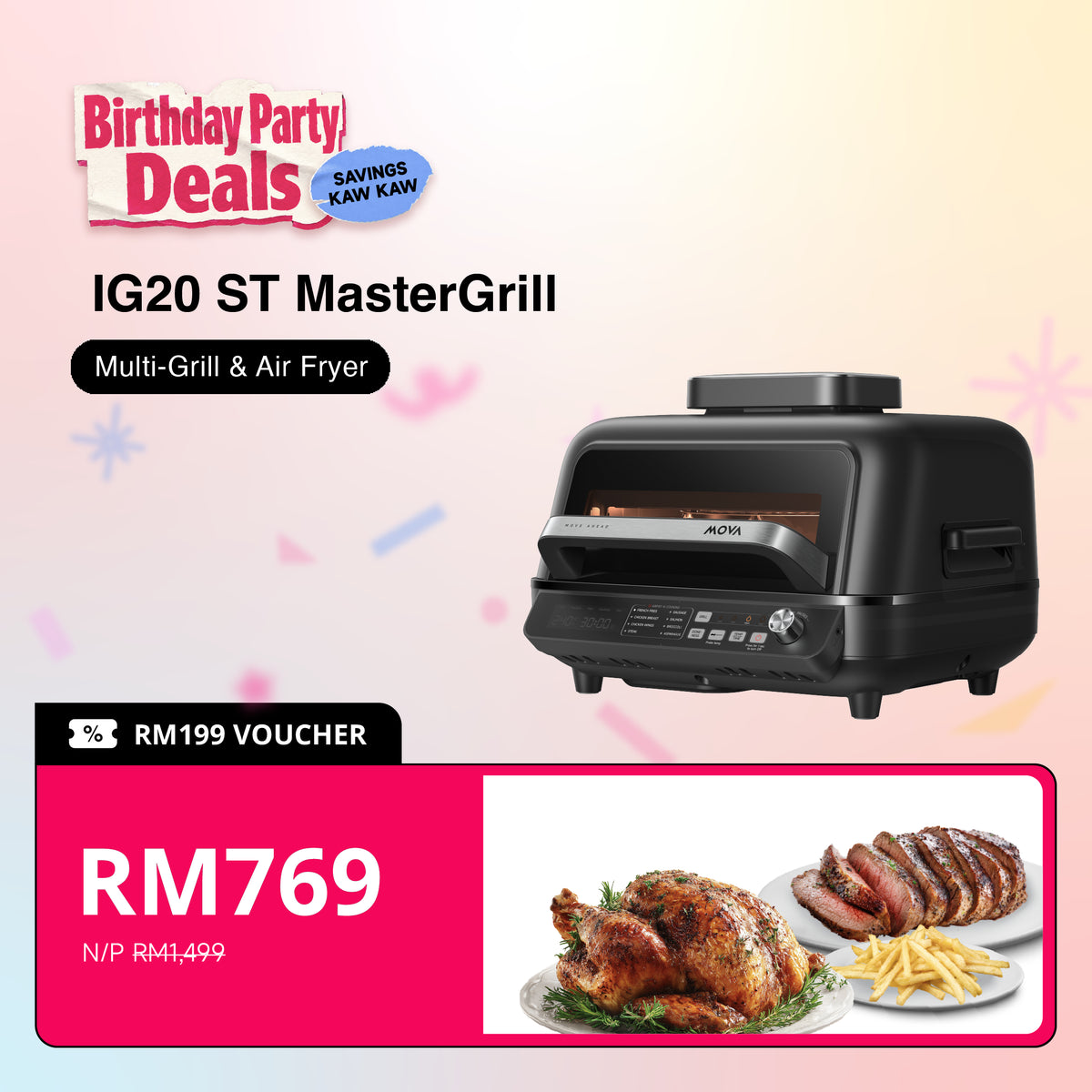 [Birthday Deal] MOVA IG20 ST MasterGrill AI Multi-Grill & Air Fryer