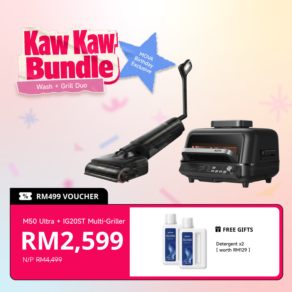 [Wash Grill Duo] MOVA M50 Ultra Wet Dry Vacuum + MOVA IG20 ST Multi-griller
