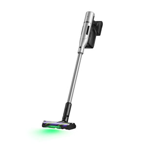 Stick vacuum cleaner with floor brush head, silver and black