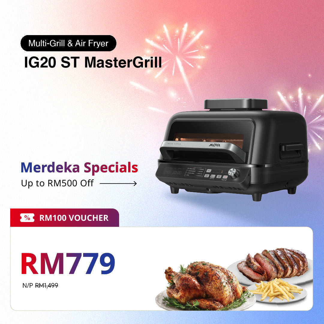 Black multi-grill and air fryer countertop appliance with display panel and side handle