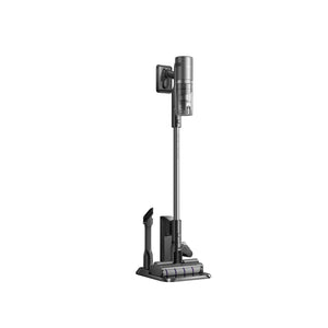 Cordless stick vacuum cleaner with handheld display and floor nozzle attachment