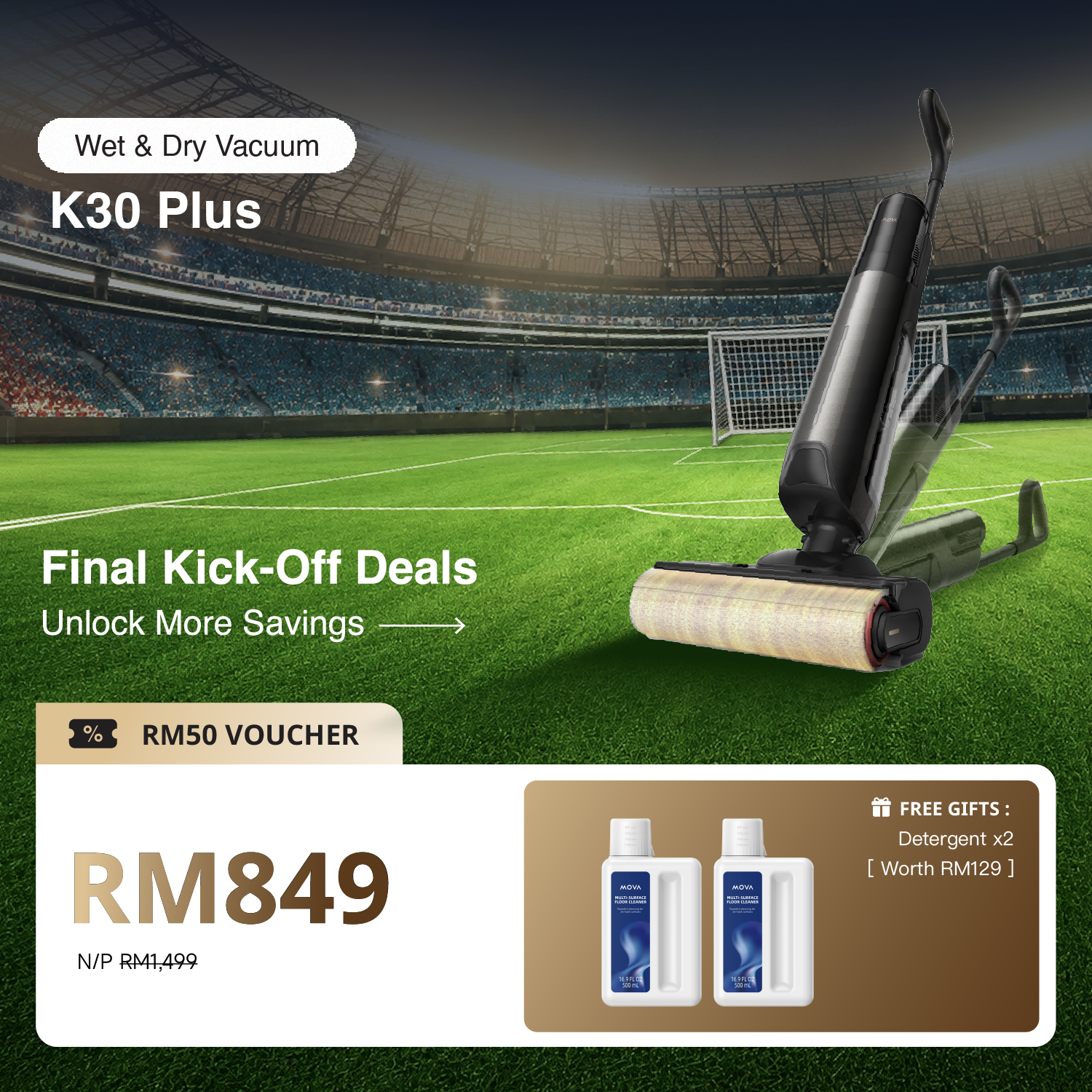 [Final Kick-Off Deals] MOVA K30 Plus Wet Dry Floor Washer & Vacuum Cleaner