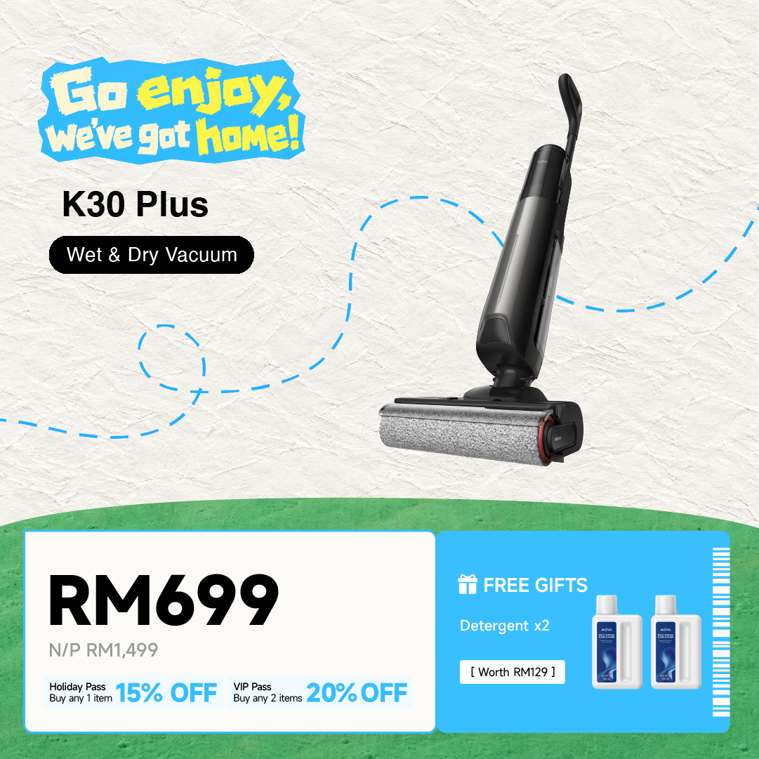 MOVA K30 Plus wet/dry floor washer vacuum with mop head and standing handle